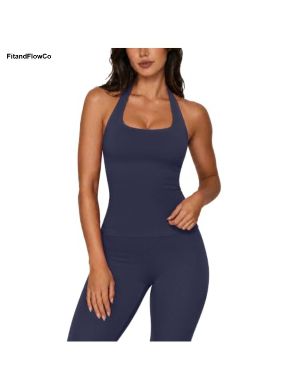 Halter Sports Bra & High Waist Leggings Set Nylon Elastane Gym Yoga